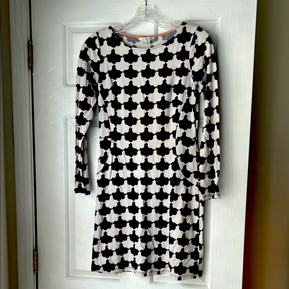 Boden Stylish Blue and White Patterned Dress